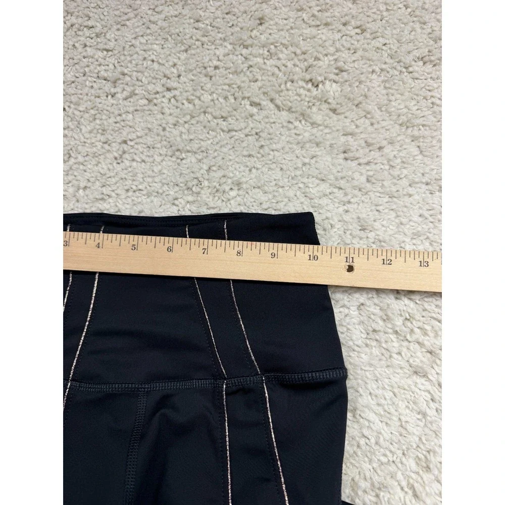Nike Yoga High Waist 7/8 Metallic Trim Leggings Womens XS Black Work Out Gym